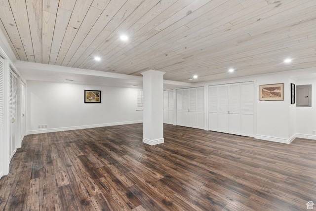 2428 E Field Rose Dr, Holladay, UT 84121 - finished basement featuring wooden ceiling, dark wood-type flooring, baseboards, and recessed lighting