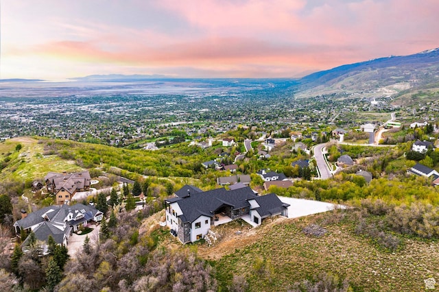 aerial view with a mountain view
