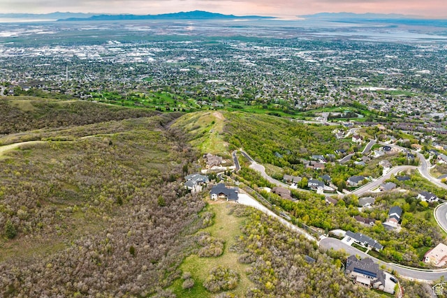 aerial view at dusk of a mountain view