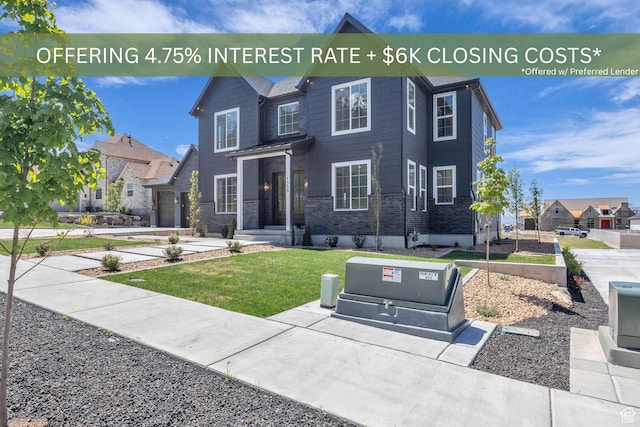 1358 S 1220 E, Salem, UT 84653 - view of front facade featuring a residential view, brick siding, and a front yard