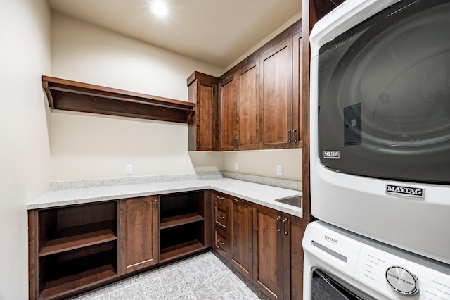 787 N Red Ledges Blvd, Heber City, UT 84032 - laundry room with cabinet space and stacked washer / dryer
