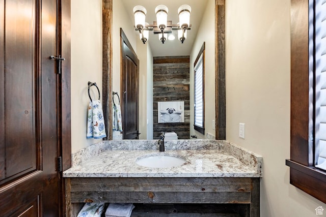 787 N Red Ledges Blvd, Heber City, UT 84032 - bathroom featuring a chandelier and vanity