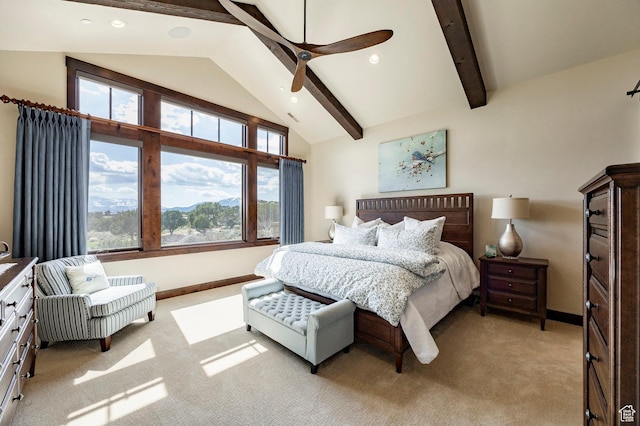 787 N Red Ledges Blvd, Heber City, UT 84032 - bedroom with recessed lighting, light carpet, baseboards, and vaulted ceiling with beams
