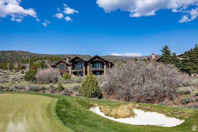 787 N Red Ledges Blvd, Heber City, UT 84032 - exterior space featuring a mountain view, golf course view, a chimney, and a lawn
