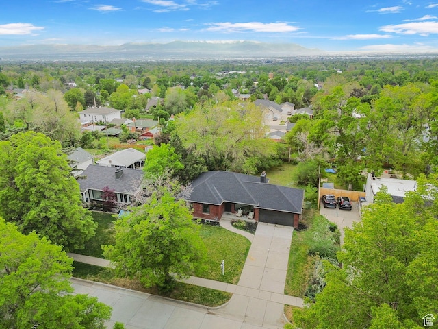 bird's eye view with a mountain view and a residential view