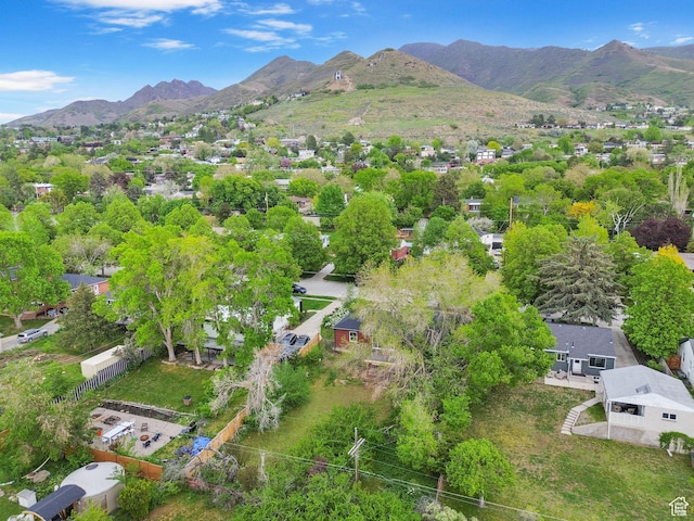 aerial view with a residential view and a mountain view