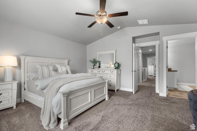 4455 W Glendon Dr, Lehi, UT 84043 - bedroom featuring baseboards, visible vents, light colored carpet, and vaulted ceiling