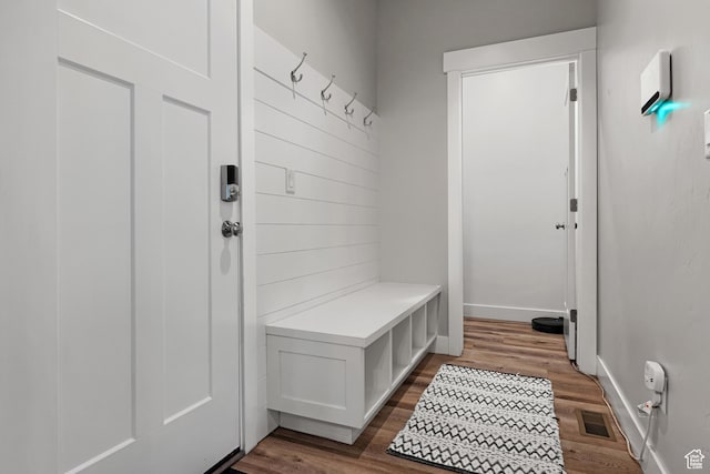4455 W Glendon Dr, Lehi, UT 84043 - mudroom featuring baseboards, visible vents, and wood finished floors