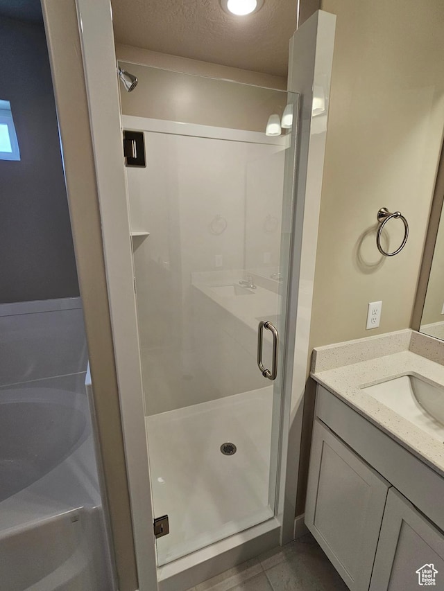 518 N 1400 W Lot 26, Springville, UT 84663 - full bath featuring vanity, a textured ceiling, a garden tub, and a shower stall