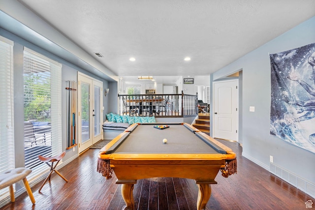 3470 W Maynard Ct, Riverton, UT 84065 - rec room with wood finished floors, billiards, baseboards, and visible vents