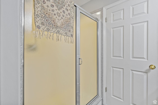 bathroom with a stall shower