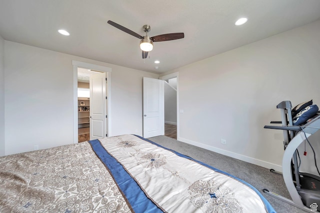 2882 S Allison Way W, Syracuse, UT 84075 - carpeted bedroom featuring baseboards, recessed lighting, and a ceiling fan