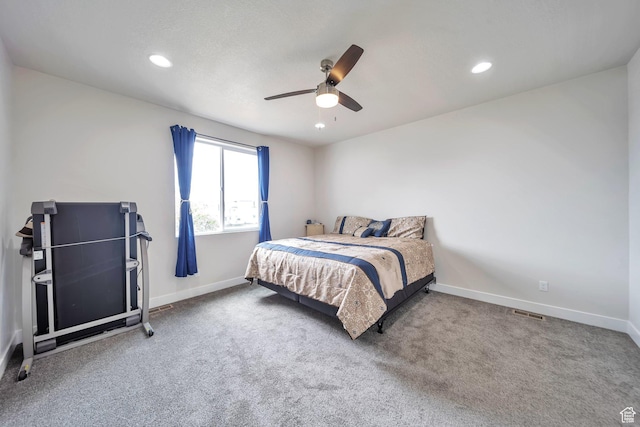 2882 S Allison Way W, Syracuse, UT 84075 - carpeted bedroom featuring baseboards, recessed lighting, and a ceiling fan