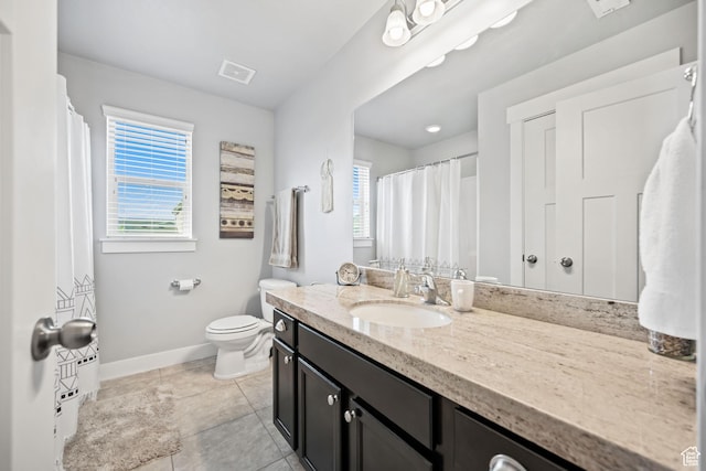 1559 W 430 N, Lindon, UT 84042 - bathroom with baseboards, toilet, visible vents, tile patterned flooring, and vanity