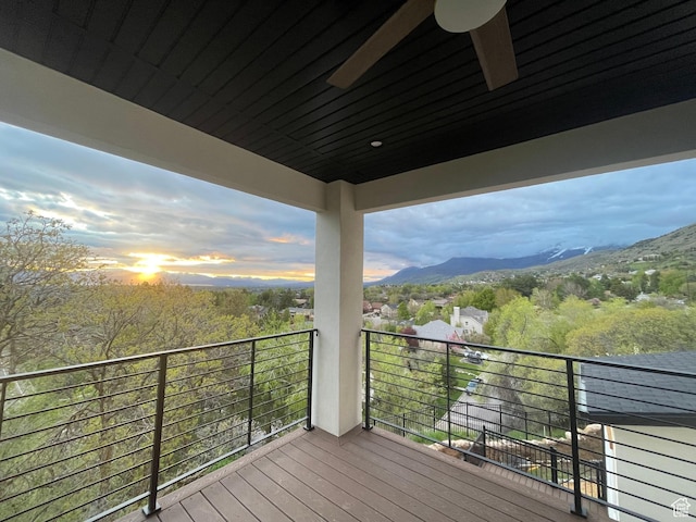 deck with a mountain view