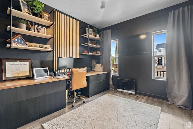 151 N 410th St S, Vineyard, UT 84059 - office area with built in desk, healthy amount of natural light, and wood finished floors