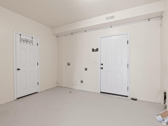 laundry area with hookup for an electric dryer, washer hookup, and hookup for a gas dryer