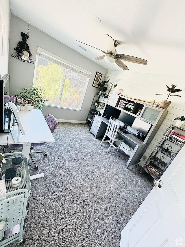 office area featuring ceiling fan