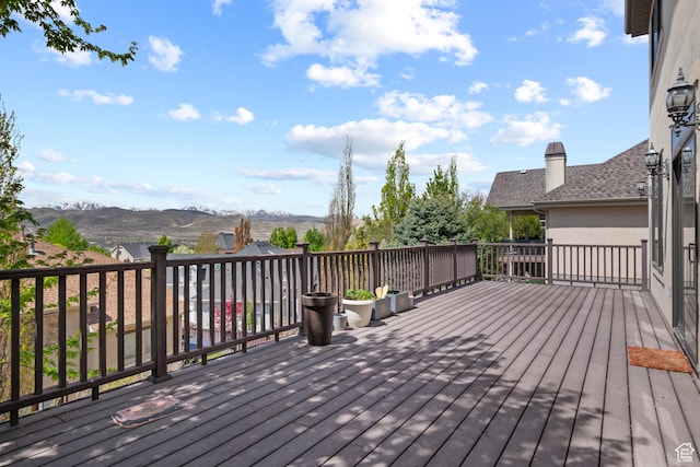 deck featuring a mountain view