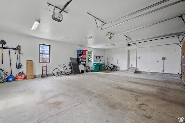 garage with a garage door opener