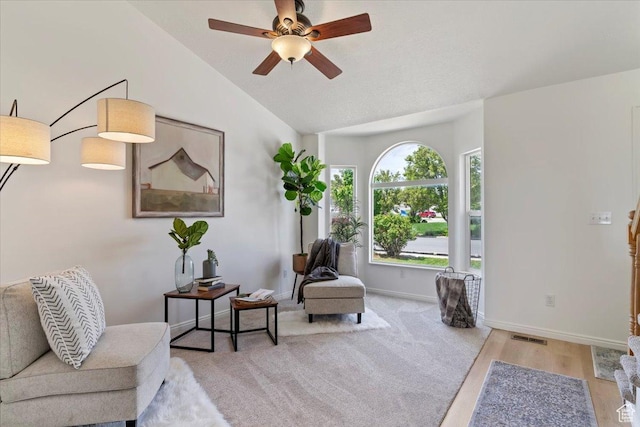 155 W 1525 N, Layton, UT 84041 - sitting room with ceiling fan, vaulted ceiling, baseboards, and wood finished floors