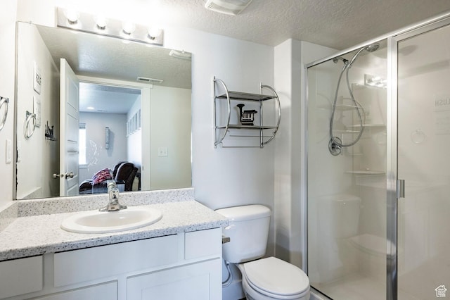 4468 W Meadow Bend Dr S, Herriman, UT 84096 - full bath with a stall shower, a textured ceiling, toilet, and vanity