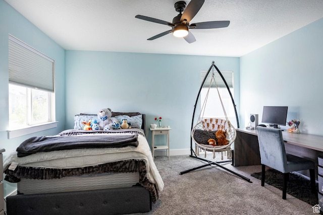 4468 W Meadow Bend Dr S, Herriman, UT 84096 - bedroom featuring carpet, an office area, and a ceiling fan
