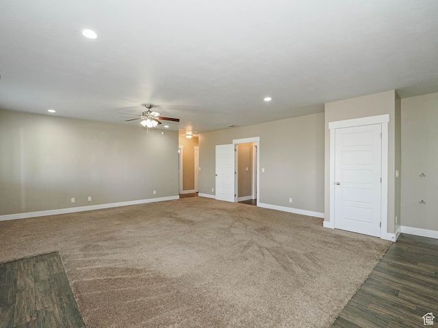 7503 S Bridge Maple Ln, West Jordan, UT 84081 - unfurnished living room featuring ceiling fan, recessed lighting, and baseboards