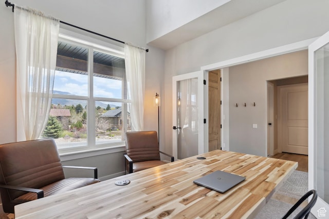 office space featuring wood finished floors