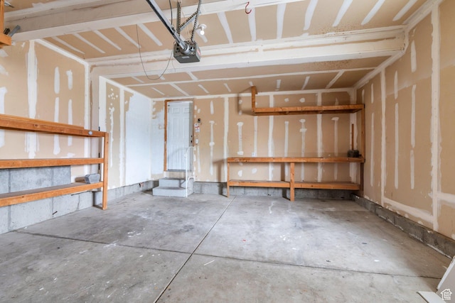 garage with a garage door opener