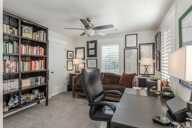 11243 S Prosperity Rd, South Jordan, UT 84009 - carpeted home office featuring ceiling fan