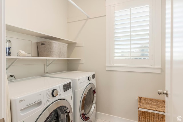 11243 S Prosperity Rd, South Jordan, UT 84009 - laundry room featuring washing machine and dryer and baseboards