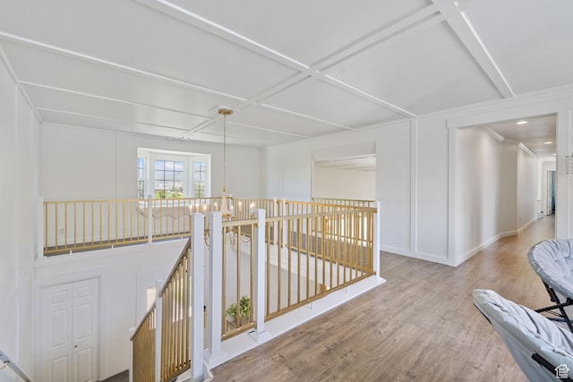 1890 W Rock Hollow Rd, Bluffdale, UT 84065 - hall with an upstairs landing, wood finished floors, and baseboards