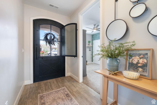 2883 S 3640 W, Hurricane, UT 84737 - entrance foyer with baseboards, wood finished floors, and a ceiling fan