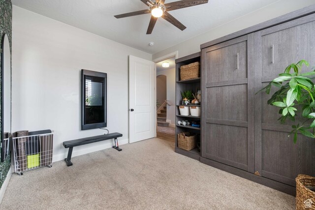 2883 S 3640 W, Hurricane, UT 84737 - bedroom with carpet floors, arched walkways, baseboards, and a ceiling fan
