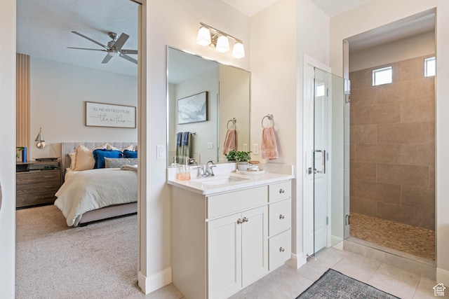 2883 S 3640 W, Hurricane, UT 84737 - full bath featuring a ceiling fan, ensuite bathroom, a tile shower, and vanity