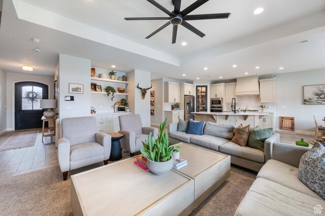 2883 S 3640 W, Hurricane, UT 84737 - living area featuring recessed lighting, a ceiling fan, and baseboards