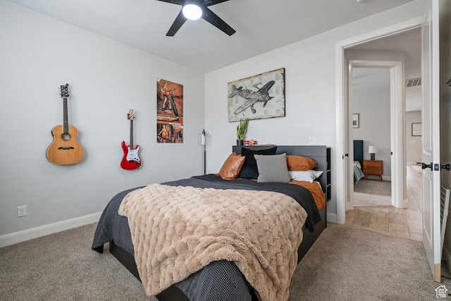 2883 S 3640 W, Hurricane, UT 84737 - bedroom with light colored carpet, baseboards, and ceiling fan