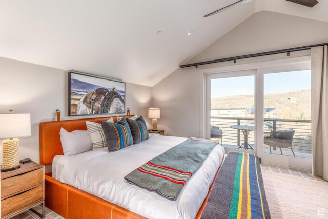 7485 E Moon Light Dr, Heber City, UT 84032 - bedroom featuring vaulted ceiling and light colored carpet