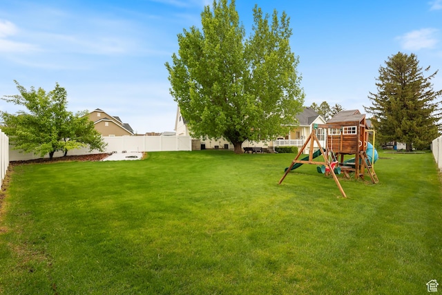 view of yard featuring a playground