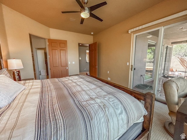 2255 N Tuweap Dr Unit 50, St George, UT 84770 - bedroom featuring access to exterior and ceiling fan
