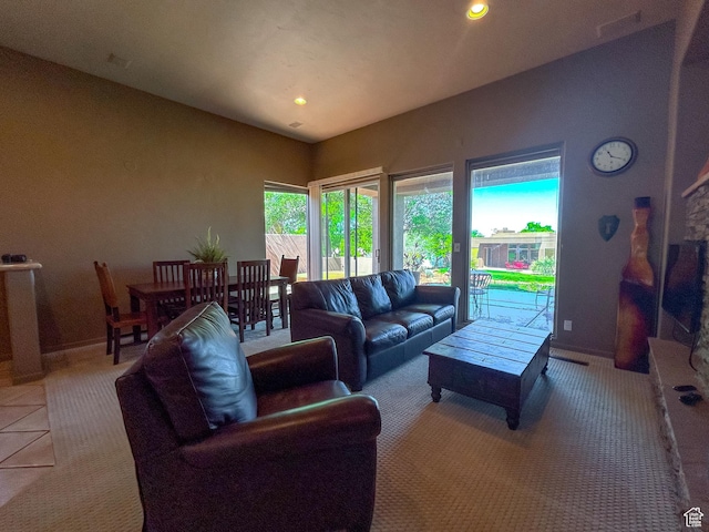 2255 N Tuweap Dr Unit 50, St George, UT 84770 - living area featuring recessed lighting, light tile patterned floors, and baseboards