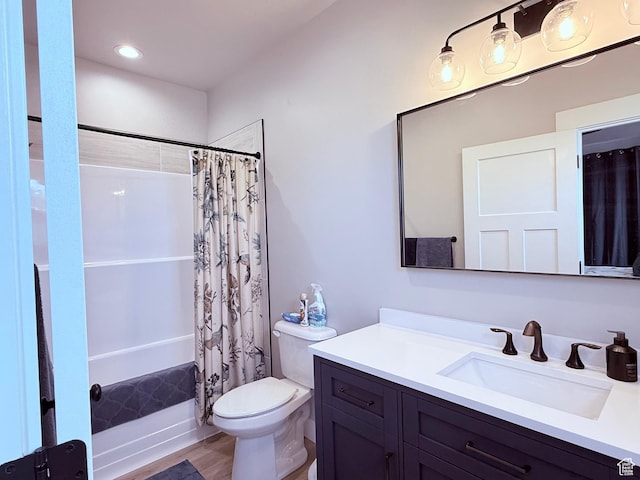 295 E 2nd N, Paris, ID 83261 - bathroom with vanity, shower / bath combo with shower curtain, and toilet