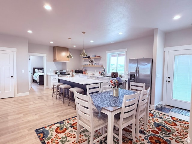295 E 2nd N, Paris, ID 83261 - dining room with recessed lighting, light wood-style floors, and baseboards