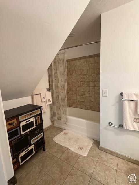 105 S 500 E, Salem, UT 84653 - bathroom featuring tile patterned floors, shower / tub combo with curtain, and baseboards