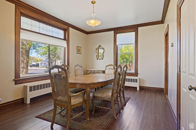 105 S 500 E, Salem, UT 84653 - dining area featuring baseboards, crown molding, plenty of natural light, and dark wood-style flooring