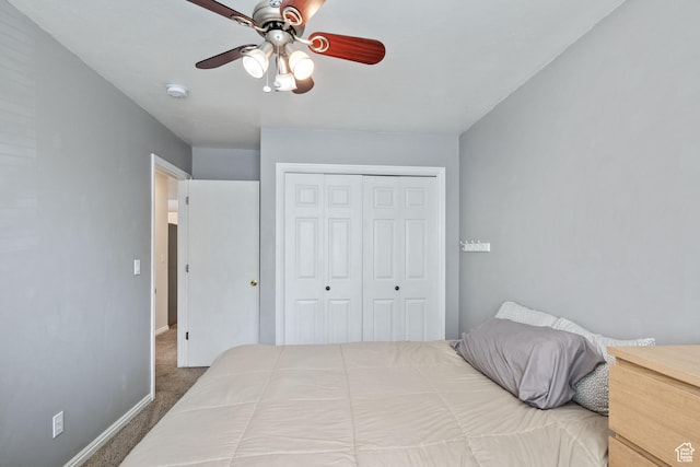 228 W 470 S, American Fork, UT 84003 - bedroom with baseboards, carpet, a closet, and a ceiling fan