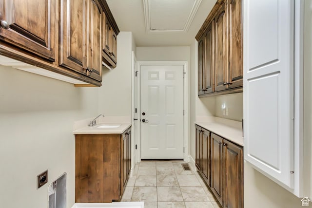 161 S 980 E, American Fork, UT 84003 - laundry area with cabinet space, light marble finish floors, and electric dryer hookup