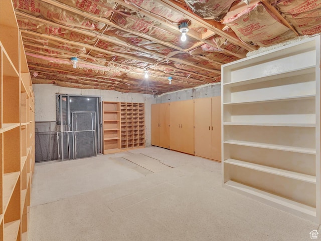 view of unfinished basement