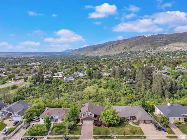 aerial view of residential area with mountains